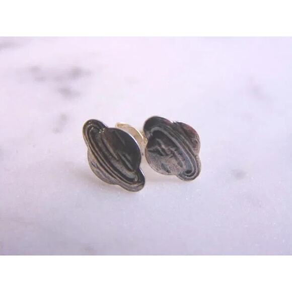 Vintage Sterling Saturn Stud Earrings - Picture 2 of 4